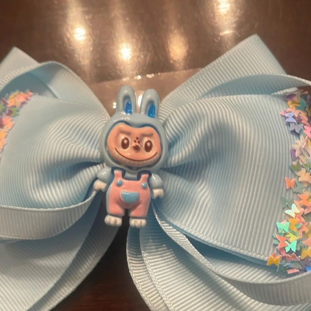 Blue Hair Bow labubu monster Charm butterfly glitter Accents new